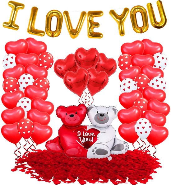 8720256585299 - Valentinstag Dekorationsset - Dekoration - Girlande - Inkl 1000 Rosenblüten - Geschenk für Mama   Sie