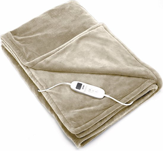 8720256690306 - Electric Blanket XXL 180x160 cm - 2 Personen Wickeldecke - 160Watt - Automatische Abschaltung - Überhitzungsschutz - 9 Stufen - Wärmedecke - Beige Energieeffizient -