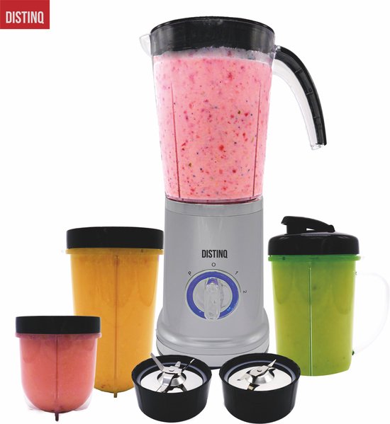 8720256690344 - Smoothie Maker Blender To Go Set mit 3 Kunststoffbechern - Blender Smoothie - 380 Watt - Edelstahl Mixer