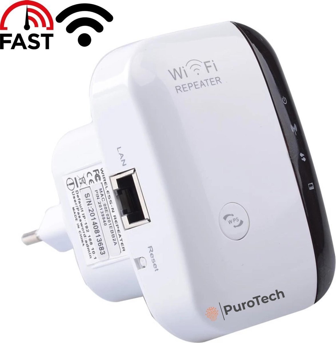 8720256794103 - Wifi Repeater - Wifi Amplifier Sockel 300Mbps - 24 GHz - Inklusive Internetkabel - Booster - Extender