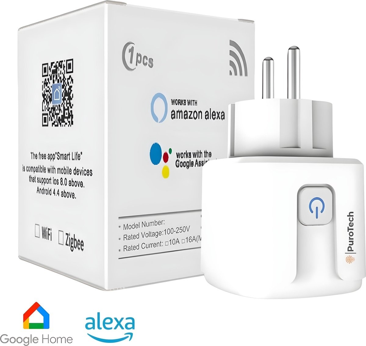 8720256794165 - PuroTech Smart Plug - Timer & Energiezähler - Smart Plug - Geeignet für Alexa   Google Home - Verbrauchsmesser - Energiekosten