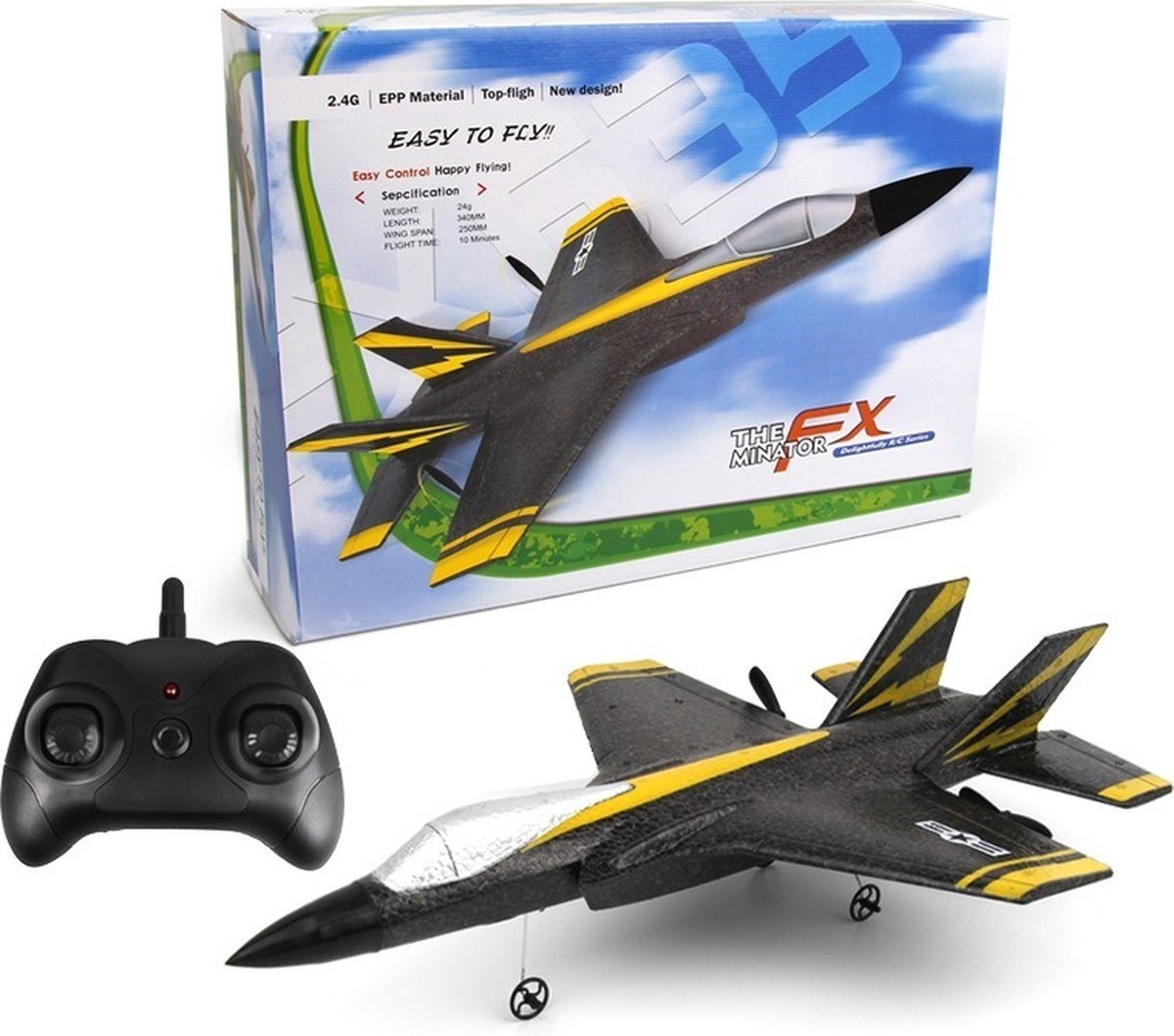 8720256794219 - - FX635 RC Jet Fighter Plane - Ferngesteuertes Flugzeug - 15 Minuten Flugzeit - 24G - Extra schnell