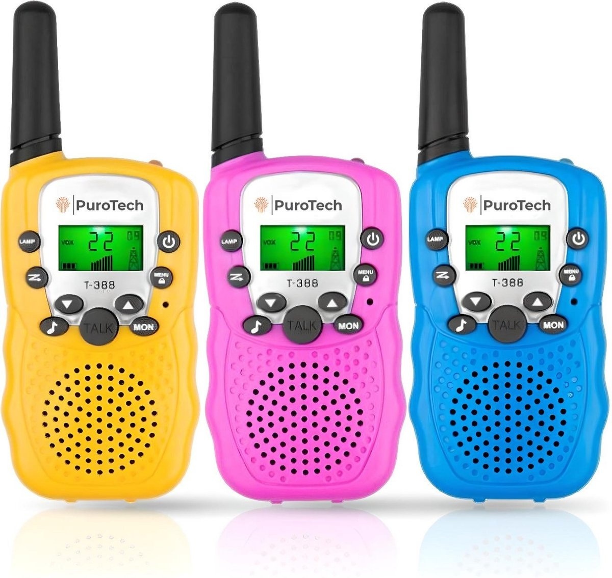 8720256794394 - PuroTech - Walkie Talkie 3-PACK - 3KM Reichweite - Für Kinder & Erwachsene - Walkie Talkie - 22 Kanäle - Große Reichweite