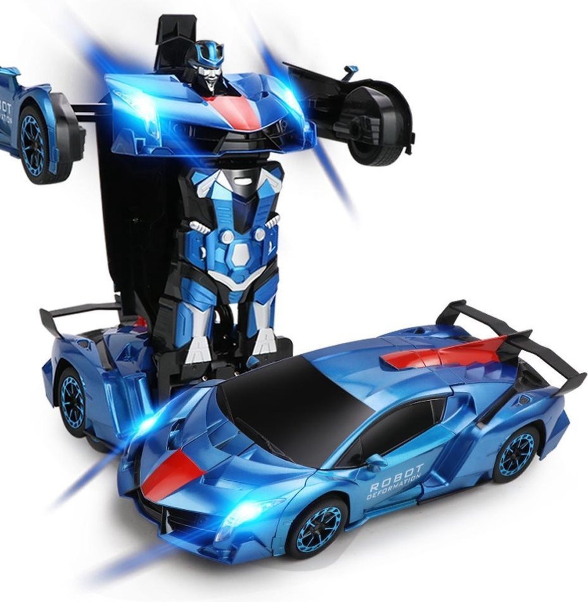 8720256879275 - MEWAU 112 RC Transforming Car Roboter - 2 in 1Ferngesteuertes Auto - Gestenwahrnehmung - Spielzeugauto - Blau