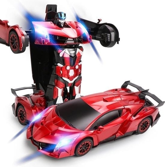 8720256879299 - 112 RC Transforming Car Roboter - 2 in 1Ferngesteuertes Auto - Gestenwahrnehmung - Spielzeugauto - Rot