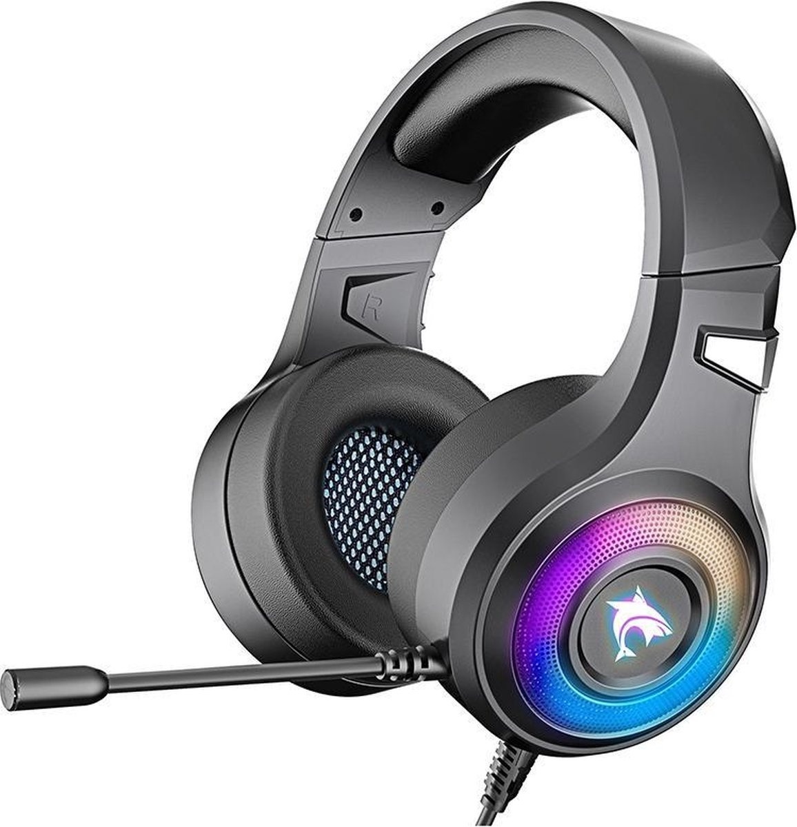 8720256879428 - J-ANKKA F2 RGB Over-Ear-Kopfhörer - Gaming-Headset mit Mikrofon für Nintendo Switch - PS4 PS5 - PC Laptops - Xbox One - Schwarz