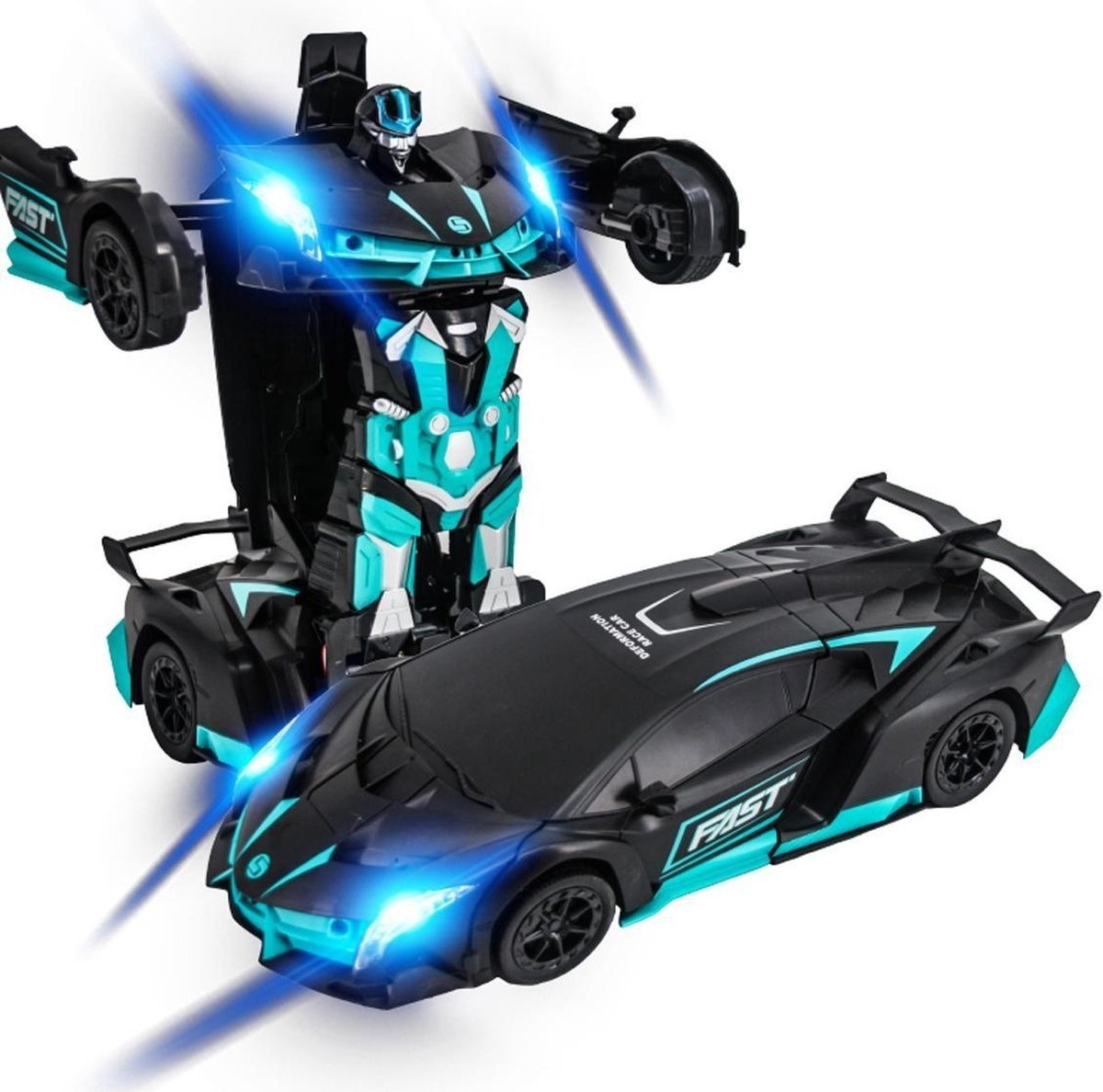 8720256879459 - MEWAU 112 RC Transforming Car Roboter - 2 in 1Ferngesteuertes Auto - Gestenerkennung - Spielzeugauto - Schwarz