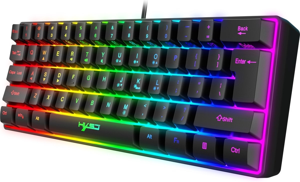 8720256879671 - HXSJ V700 RGB Membran kabelgebundene Gaming-Tastatur - 61Tasten - Qwerty