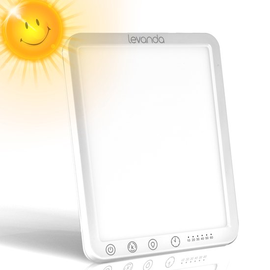 8720256911340 - Tageslichtlampe mit 5 Einstellungen - Lichttherapielampe Inkl Timerfunktion - Sonnenlichtlampe - Gegen Winterdepression - 10000 LUX - UV-frei