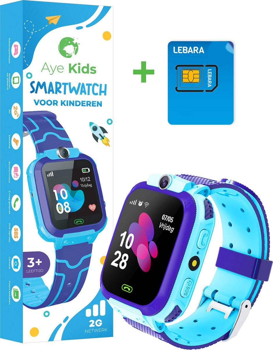 8720256929673 - AyeKids Kinder Smartwatch - Anruffunktion - SOS-Taste - Inkl SIM-Karte - Blau