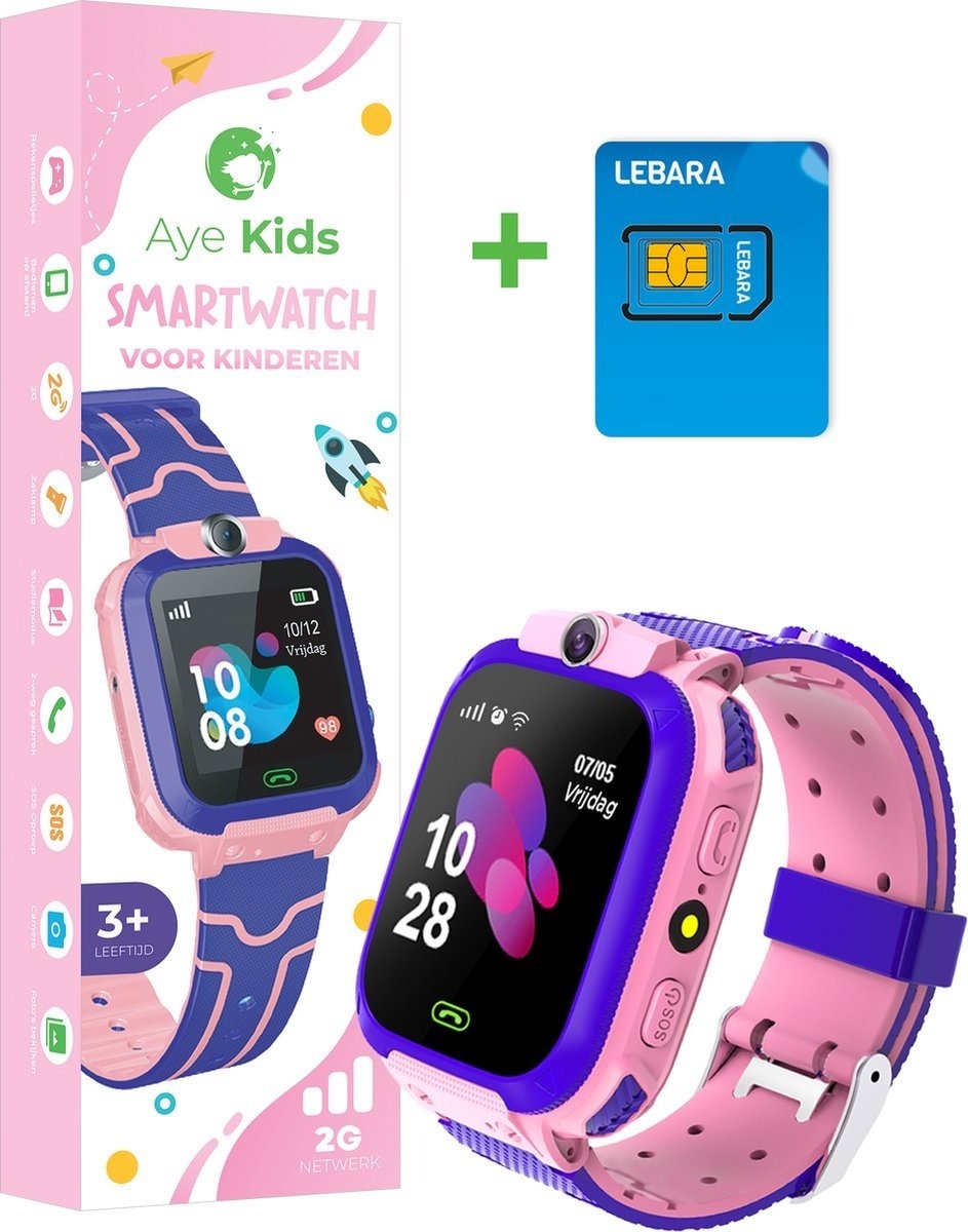 8720256929680 - AyeKids Kinder Smartwatch - Anruffunktion - SOS-Taste - Inkl SIM-Karte - Pink