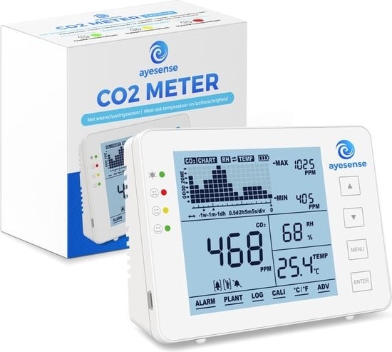 8720256929864 - Co2 Meter Indoor Hospitality - Indoor Luftfeuchtigkeitsmesser - Co2 Detektor - Luftqualitätsmesser - Hygrometer