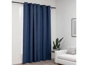 8720286020050 - Verdunkelungsvorhang mit Ösen Leinenoptik Blau 290x245 cm vidaXL - Blau