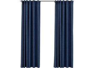 8720286020074 - Bonnevie - 2er-Set VerdunkelungsvorhängeVerdunkelung Gardinen Haken Leinenoptik Blau 140x225cm vidaXL