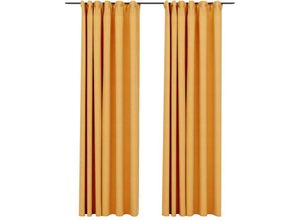 8720286020234 - Bonnevie - 2er-Set VerdunkelungsvorhängeVerdunkelung Gardinen Haken Leinenoptik Gelb 140x225 cm vidaXL