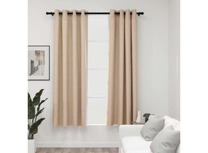 8720286020340 - Bonnevie - 2er-Set VerdunkelungsvorhängeVerdunkelung Gardinen Ösen Leinenoptik Beige 140x175 cm vidaXL