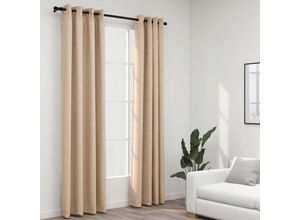 8720286020357 - Bonnevie - 2er-Set VerdunkelungsvorhängeVerdunkelung Gardinen Ösen Leinenoptik Beige 140x225 cm vidaXL