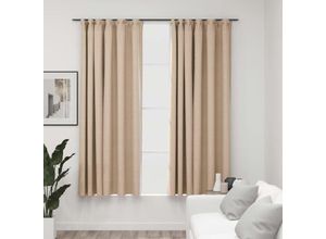 8720286020388 - Bonnevie - 2er-Set VerdunkelungsvorhängeVerdunkelung Gardinen Haken Leinenoptik Beige 140x175 cm vidaXL