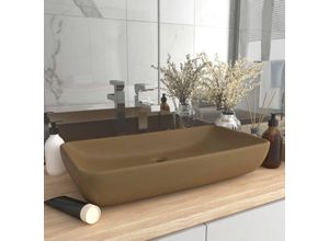 8720286036686 - Bonnevie - Luxus-WaschbeckenHandwaschbecken Rechteckig Matt Creme 71x38 cm Keramik vidaXL