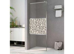 8720286047750 - Duschwand für Begehbare Dusche，Duschtrennwand ESG-Glas Steindesign 100x195 cm vidaXL