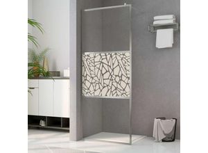 8720286047774 - Bonnevie - Duschwand für Begehbare DuscheDuschtrennwand ESG-Glas Steindesign 140x195 cm vidaXL