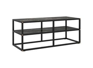 8720286057865 - Bonnevie - TV-SchrankTV-Möbel Schwarz mit Schwarzer Marmor-Optik Glas 100x40x40 cm vidaXL