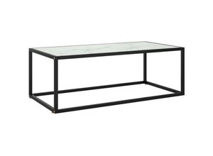 8720286058091 - Vidaxl - Couchtisch Schwarz mit Weißem Glas in Marmor-Optik 100x50x35 cm Schwarz