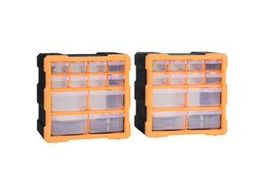 8720286058756 - Multi-Schubladen-Organizer 2 Stk 12 Schubladen 265x16x26 cm vidaXL - Orange