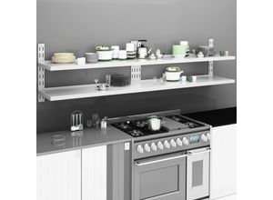 8720286063972 - Bonnevie - 2-stufige Schwebende Wandregale 2 Stk Edelstahl 240×30 cm vidaXL