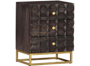 8720286070734 - Bonnevie - NachttischBeistelltisch Schwarz 40x30x50 cm Massivholz Mango vidaXL