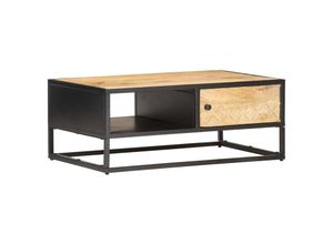 8720286083178 - Bonnevie - Couchtische Kaffeetisch mit Geschnitzter Tür 90x55x36 cm Raues Mangoholz vidaXL