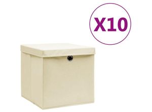 8720286087350 - Bonnevie - 10 Stk AufbewahrungsboxenWerkzeugaufbewahrung mit Deckeln 28x28x28 cm Creme vidaXL