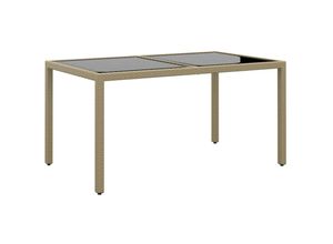 8720286089538 - Bonnevie - GartentischTerrassentisch 150x90x75 cm Hartglas und Poly Rattan Beige vidaXL