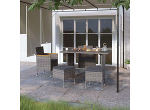 8720286089927 - Vidaxl - 4-tlg Gartenstuhl und Hocker Set Poly Rattan Grau Grau