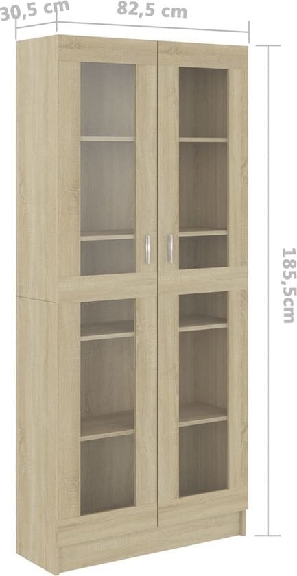 8720286134535 - vidaXL - Vitrine - 825x305x1855 - cm - handgefertigt - Holz - Sonoma - eichenfarbig