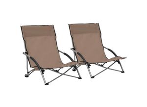 8720286137031 - Klappbare Strandstühle 2 Stk Taupe Stoff vidaXL - Taupe