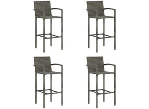 8720286146590 - Bonnevie - 4er Set BarhockerBarstuhl Grau Poly Rattan vidaXL