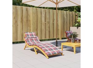 8720286148846 - Bonnevie - Sonnenliegen-AuflageGartenliege Rot Karomuster 186x58x3 cm Oxford-Gewebe vidaXL