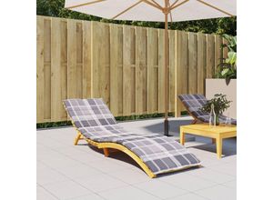 8720286149300 - Bonnevie - Sonnenliegen-AuflageGartenliege Grau Karomuster 200x60x3 cm Oxford-Gewebe vidaXL