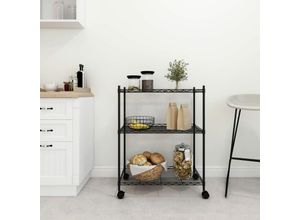 8720286151037 - Bonnevie - LagerregalBücherregal mit 3 Böden und Rollen 60x35x81 cm Schwarz 150 kg vidaXL