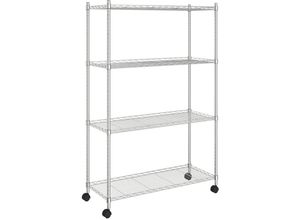 8720286151044 - Lagerregal mit 4 Böden und Rollen 90x35x142 cm Chrome 200 kg vidaXL - Silber