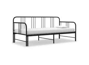 8720286162514 - Bonnevie - TagesbettGästebett Ausziehbar Schwarz Metall 90x200 cm vidaXL