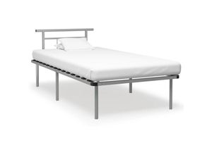 8720286162941 - Bonnevie - BettgestellSchlafzimmerbett Grau Metall 100x200 cm vidaXL