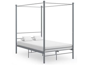 8720286163771 - Bonnevie - Himmelbett Grau Metall 140x200 cm vidaXL443766