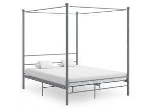 8720286163801 - Bonnevie - Himmelbett Grau Metall 160x200 cm vidaXL474547