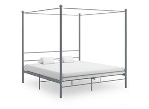 8720286163832 - Bonnevie - Himmelbett Grau Metall 180x200 cm vidaXL452663