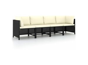 8720286166840 - Bonnevie - 4-Sitzer-GartensofaLounge-Sofa mit Auflagen Schwarz Poly Rattan vidaXL