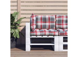 8720286177716 - Bonnevie - Palettenkissen 3-tlg Palettenauflage Rot Karomuster Stoff vidaXL