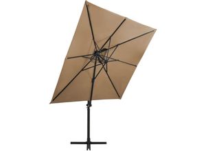 8720286181676 - Bonnevie - AmpelschirmSonnenschirm mit Lüftung Taupe 250x250 cm vidaXL