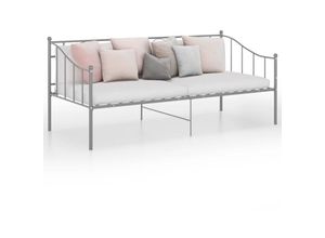 8720286195710 - Bonnevie - Schlafsofa BettgestellSchlafzimmerbett Grau Metall 90x200 cm vidaXL